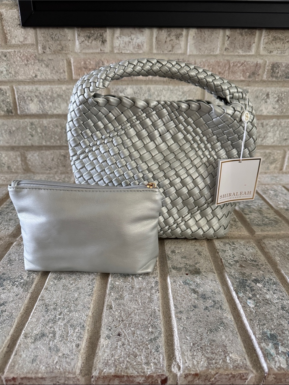 Shiraleah Silver Woven Mini Tote